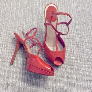 DIOR pink leather peep-toe sandal